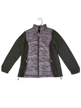 New Balance Hybrid Quilted  Fleece Black & Gray Jacket Size Medium